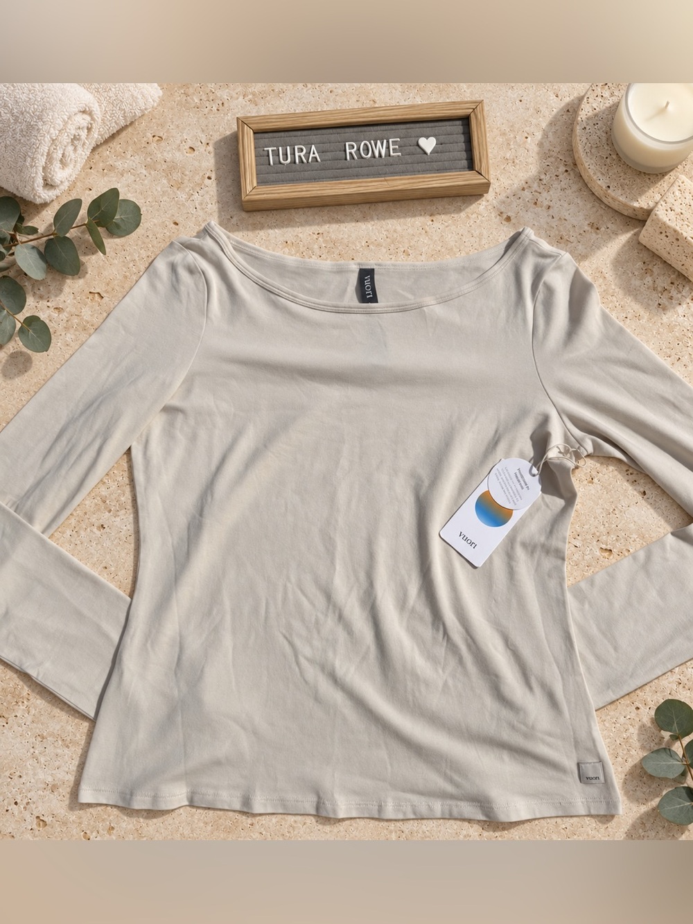 Vuori Long Sleeve Tuvalu Boat Neck Bone Women's Large NWT